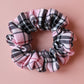 Pink and black tartan plaid hair scrunchie