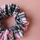 Pink and black tartan plaid hair scrunchie