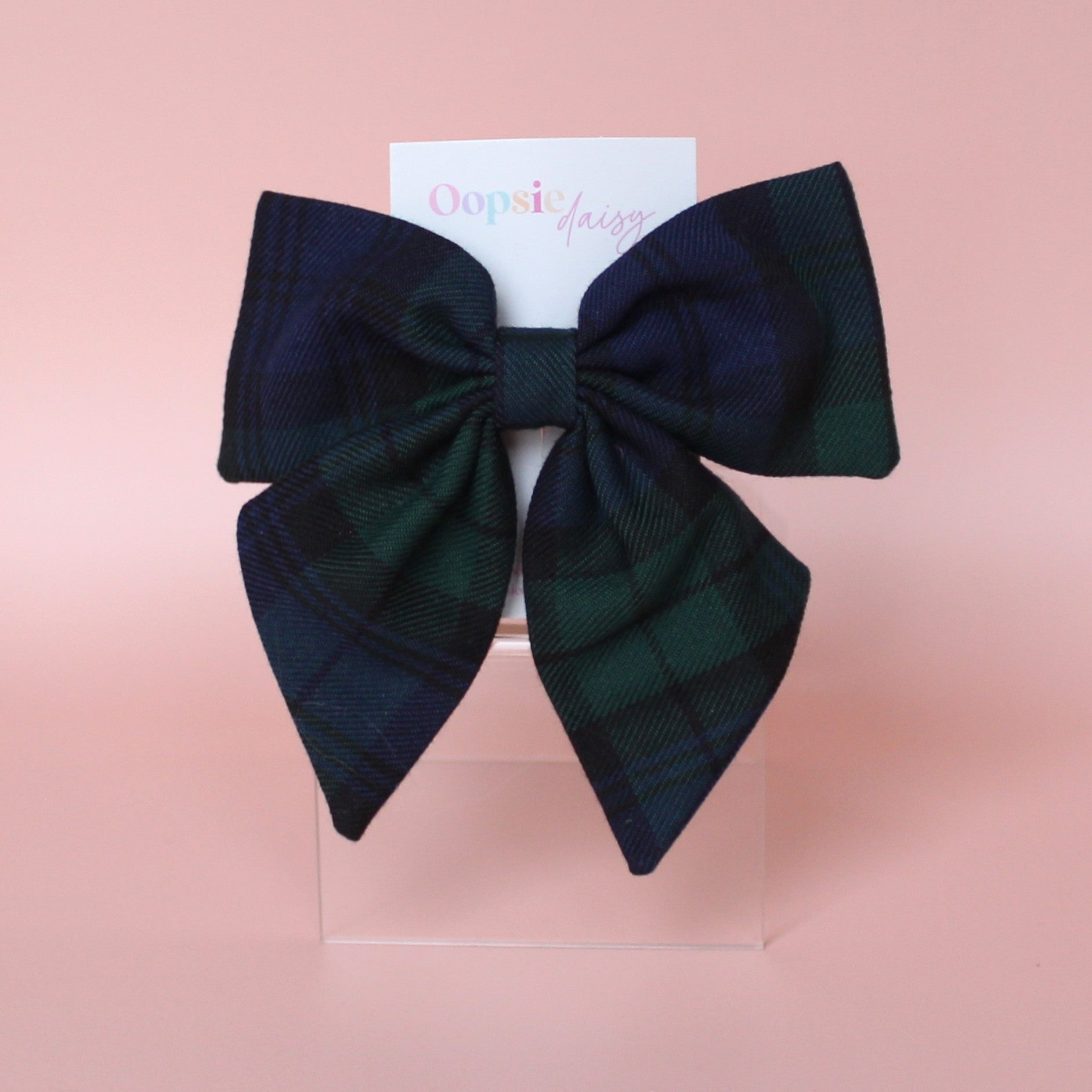 Small Black Watch plaid tartan hair bow