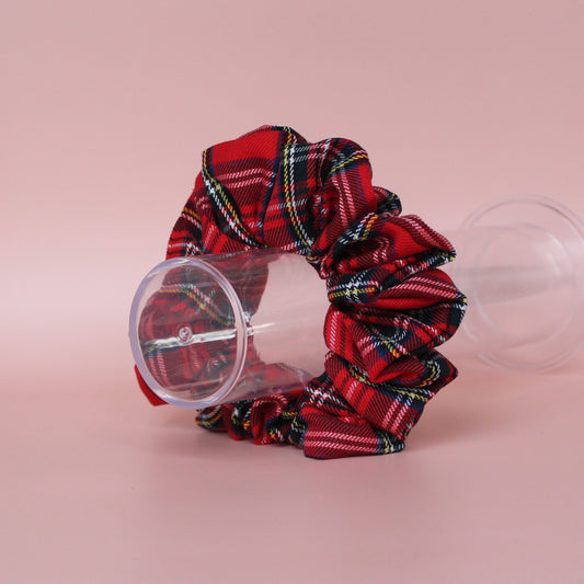 Oversized scrunchie in Royal Stewart red tartan check fabric