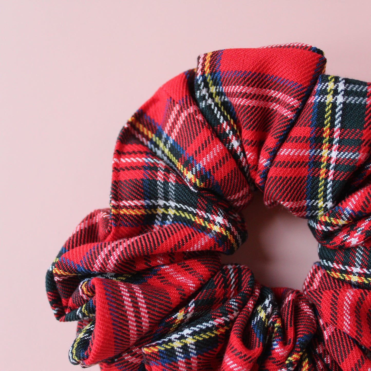 Oversized scrunchie in Royal Stewart red tartan check fabric
