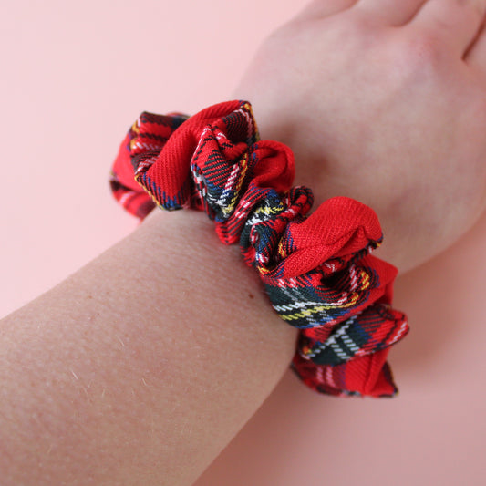 Royal Stewart red tartan hair scrunchie