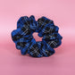Royal blue and black check tartan oversized scrunchie