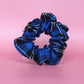 Blue, black and white plaid tartan scrunchie