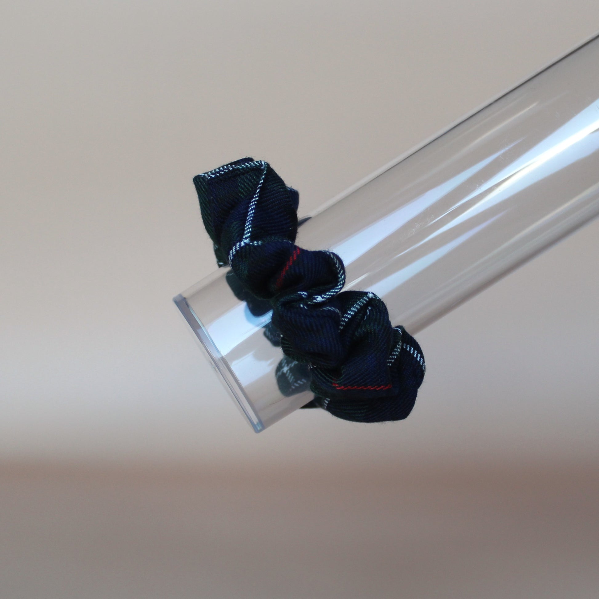 navy and green plaid tartan scrunchie