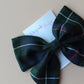 Navy and green small tartan hair bow