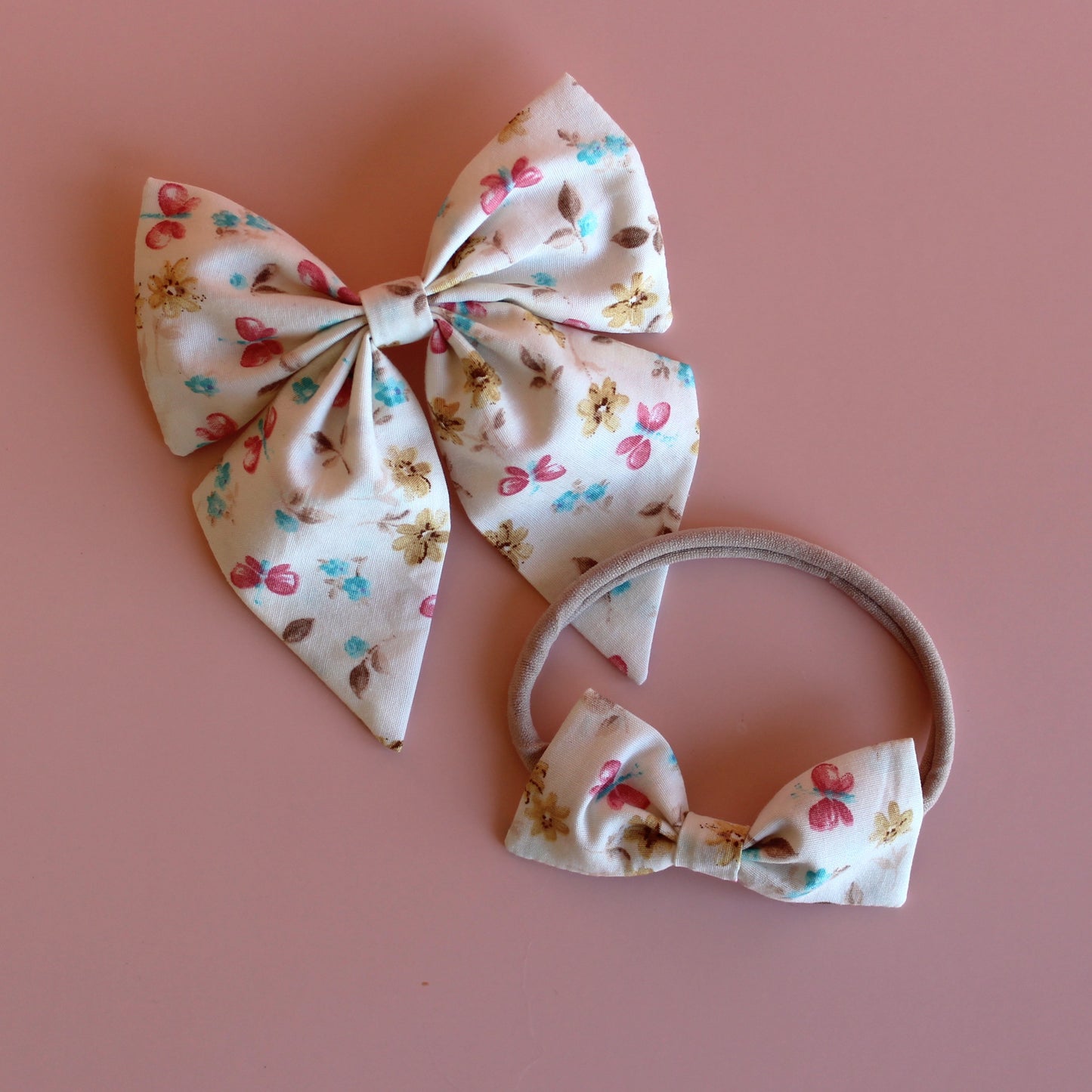 Set of butterfly and floral accessories - baby headband and hair bow