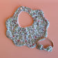 Blue floral gift set with baby headband and scallop bib
