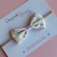 Cream and lilac lace floral hair bow baby headband 