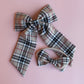 Thomson Camel beige and black tartan hair bow gift set - hair bow and baby headband