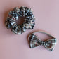 Thomson Camel beige and black tartan hair bow gift set - scrunchie, and baby headband