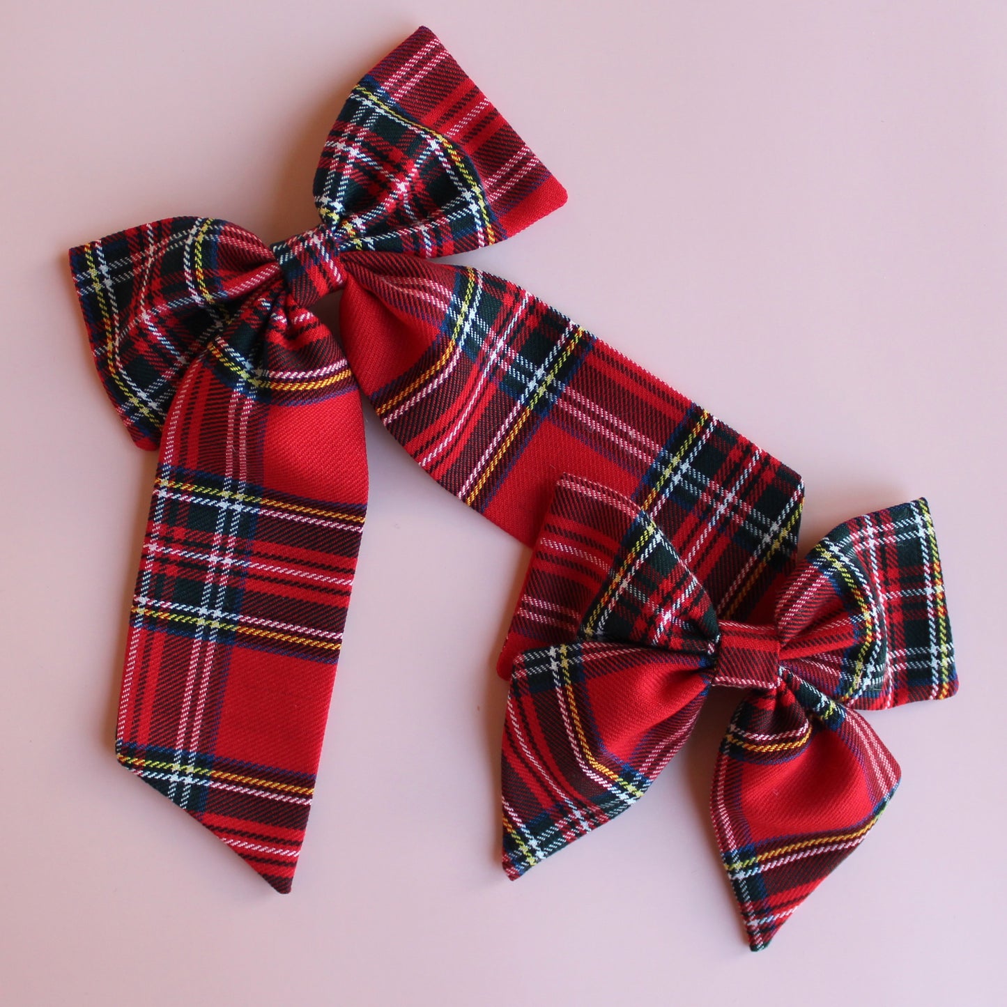 Royal stewart red tartan plaid hair accessory gift set -  hair bows 