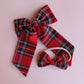 Royal stewart red tartan plaid hair accessory gift set -  baby headband and hair bow
