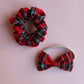 Royal stewart red tartan plaid hair accessory gift set -  baby headband and scrunchie
