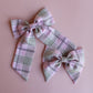 Pink and beige plaid tartan hair accessory gift set -  hair bows 