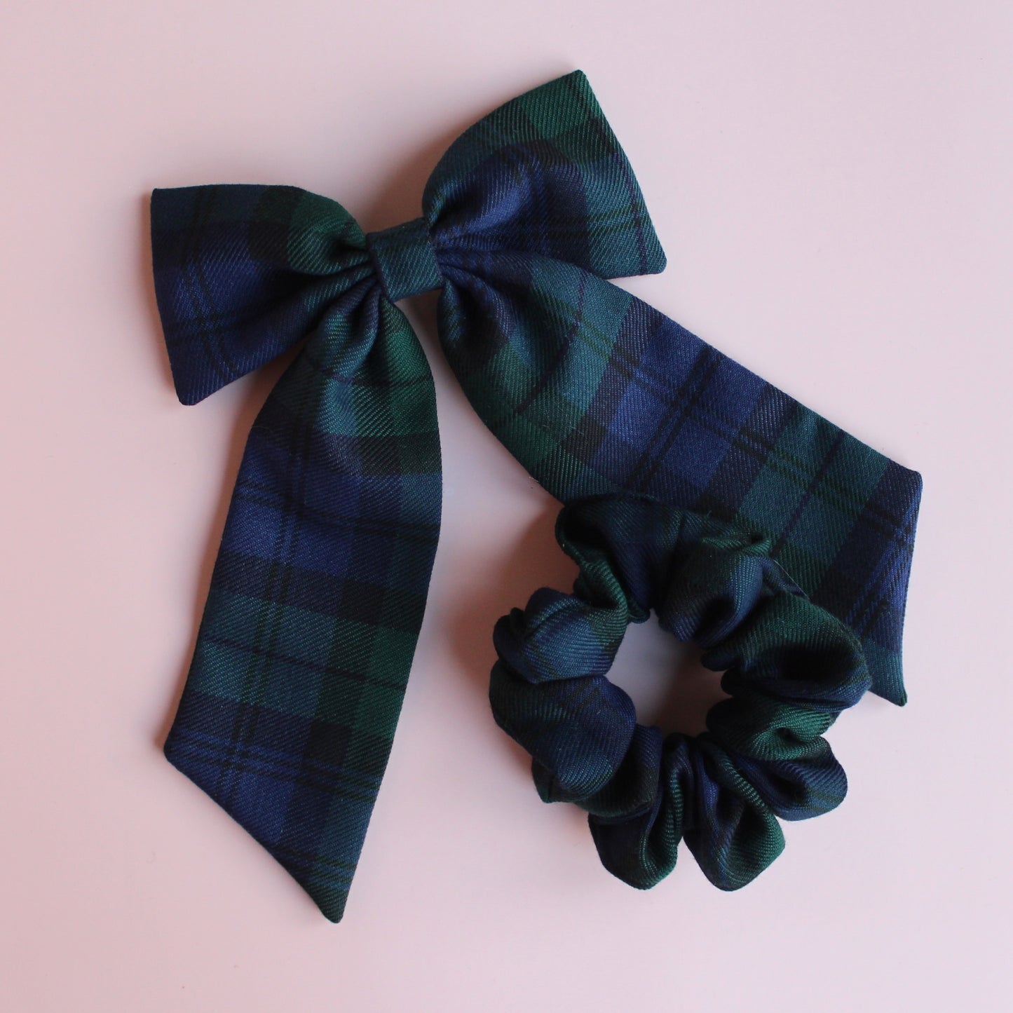 Black Watch plaid tartan hair accessory gift set - hair bow and scrunchie