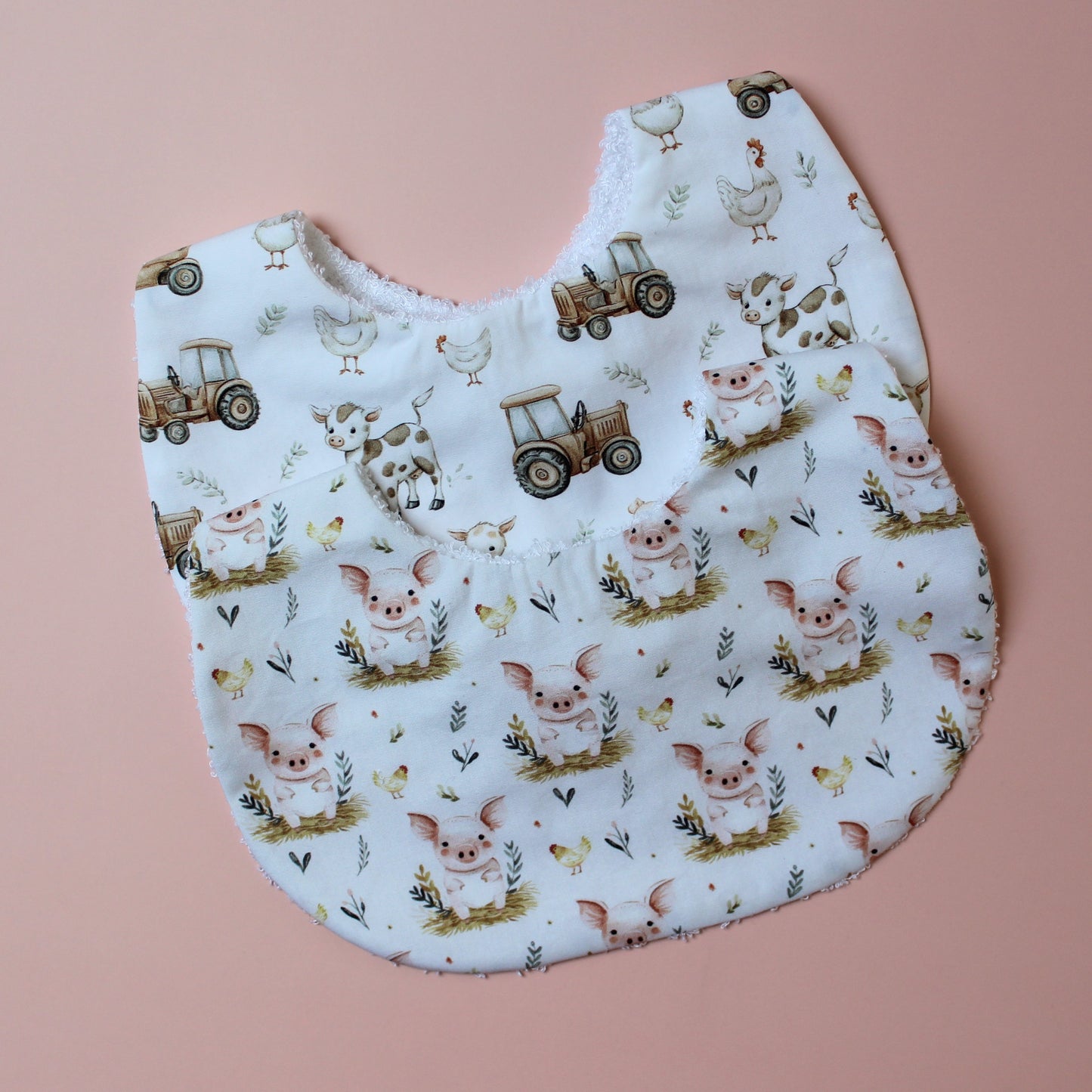 Set of 2 farm themed baby bibs
