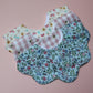 Set of 3 girl scallop baby bibs with bee, butterfly and floral patterns