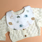 baby bib with little jungle animal pattern