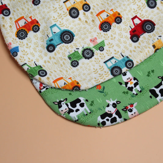 Cow and tractor baby bibs