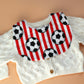 Red and white striped football baby bib