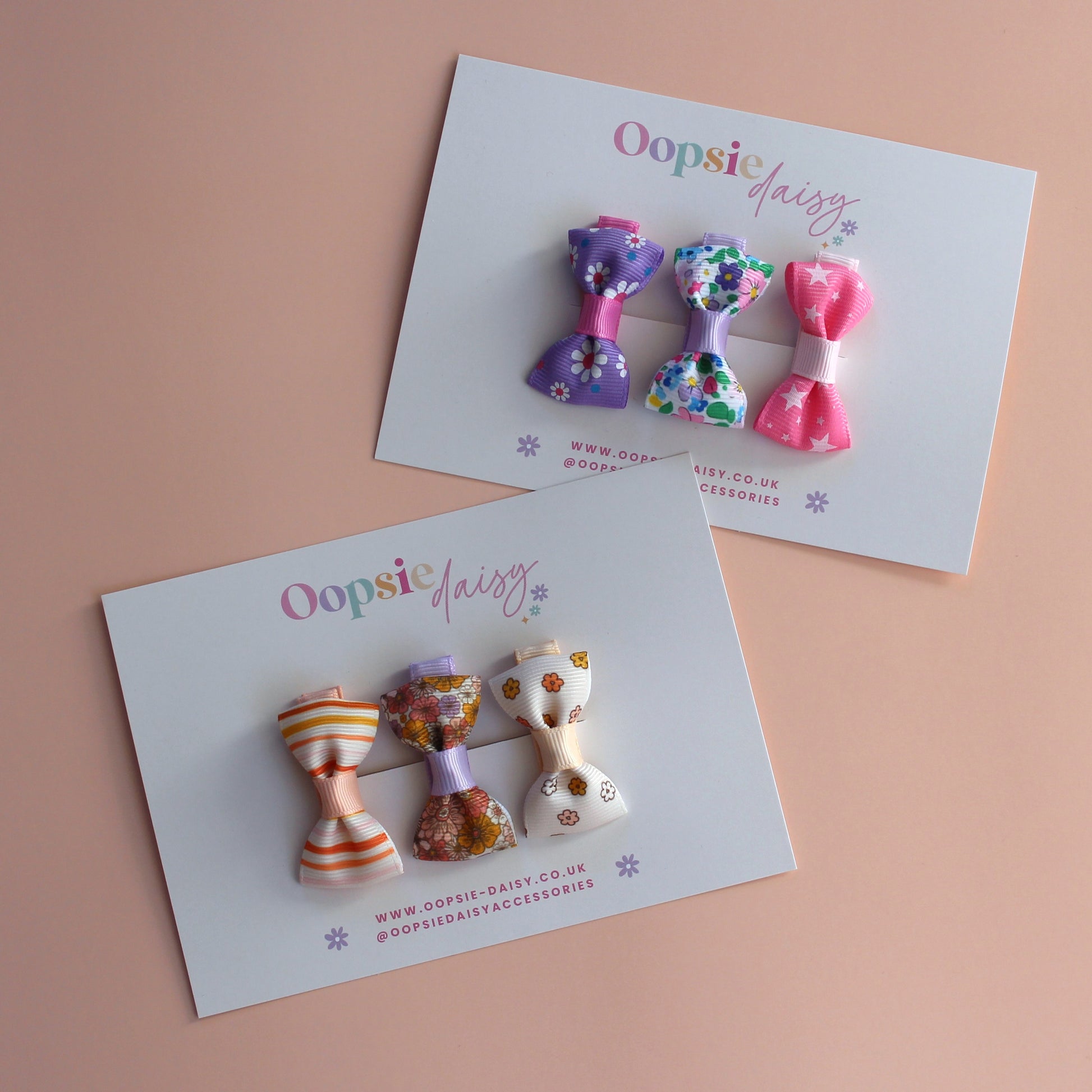Set of toddler mini hair bows on clips