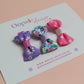 Set of 3 mini hair bow clips with flower and star patterns