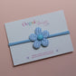 Blue baby headband with matching gingham flower