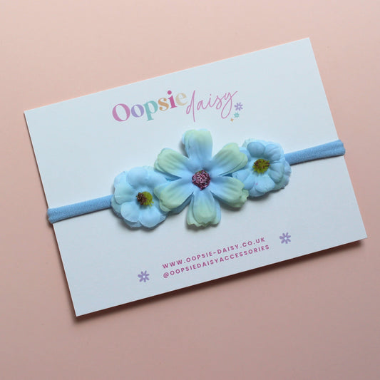 Blue Baby Headband with Flowers