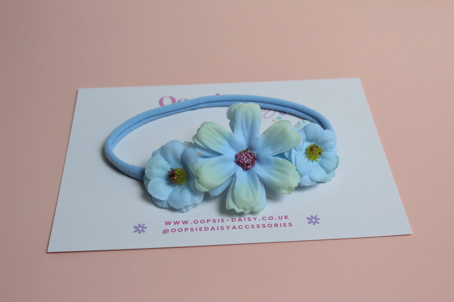Blue Baby Headband with Flowers