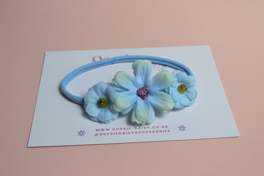 Blue Baby Headband with Flowers