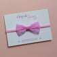 pink baby headband with lace pink and purple bow