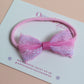 pink baby headband with lace pink and purple bow