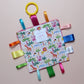 Sensory crinkle tag baby toy with jungle animal pattern