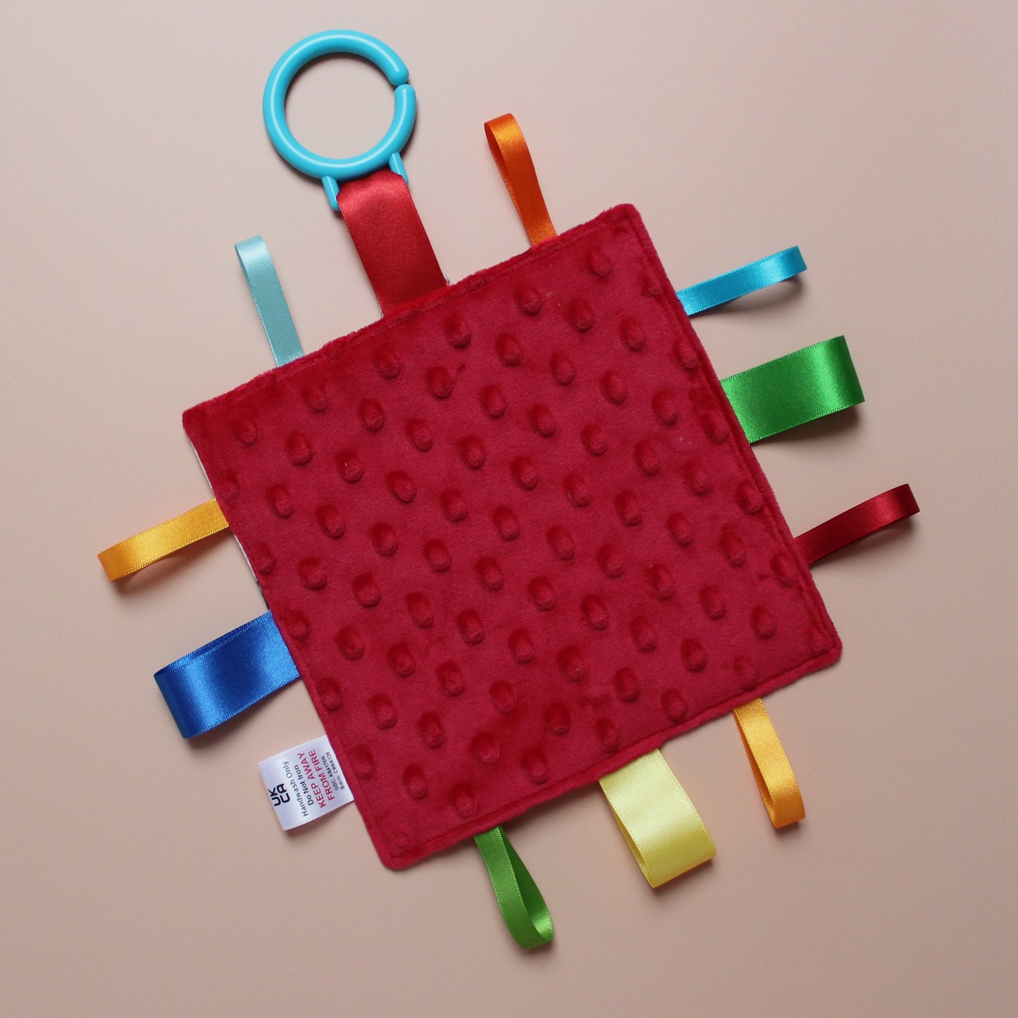 Sensory crinkle tag baby toy with tractor pattern