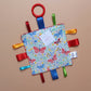Sensory crinkle tag baby toy with butterfly pattern