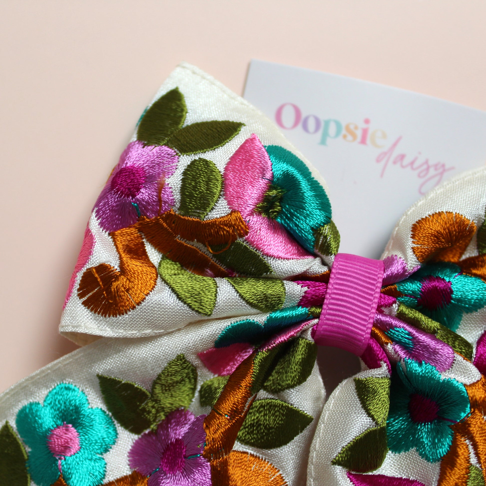 Multi colour floral hair bow clip