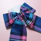 Blue & pink plaid tartan hair bow