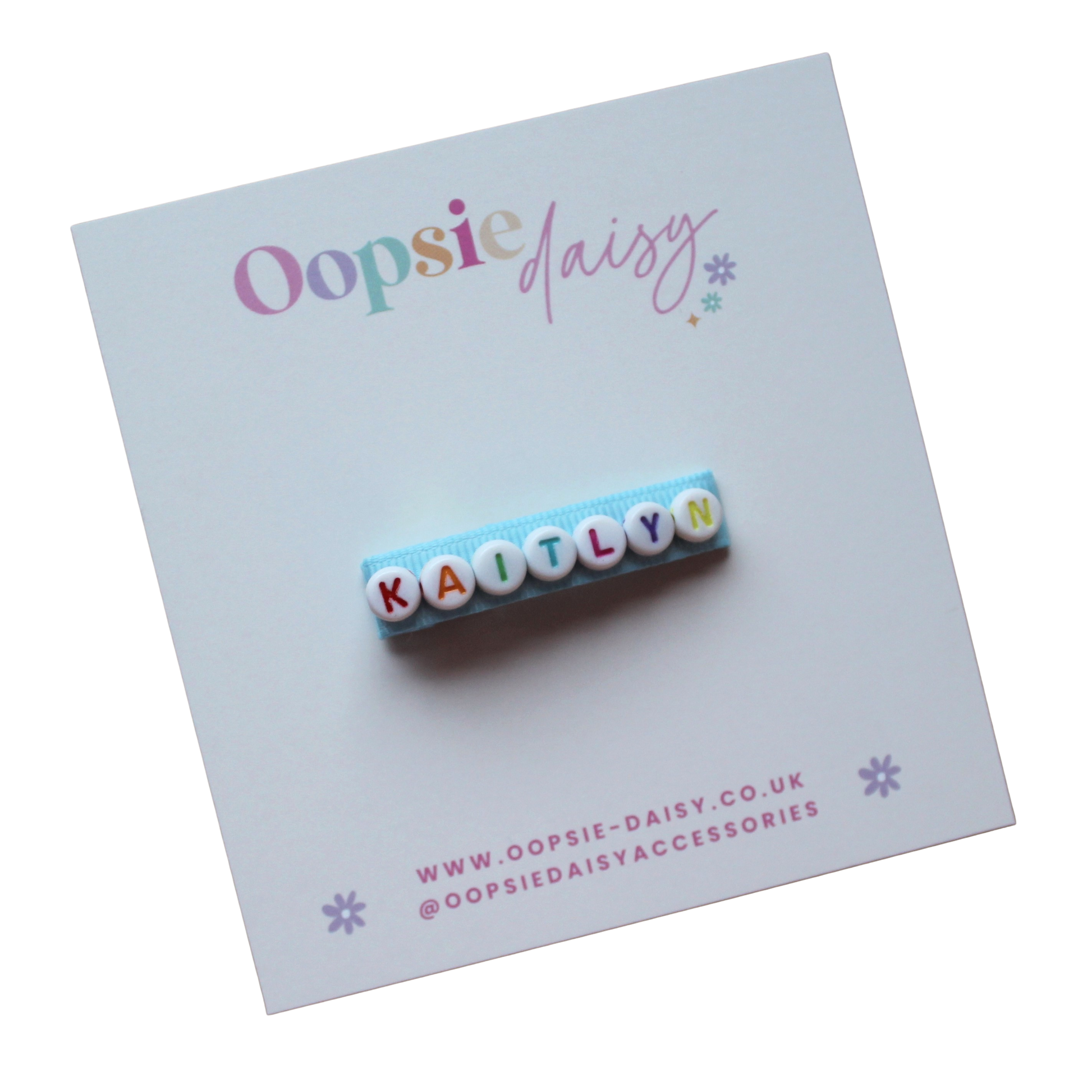 Colourful personalised name hair clip slides 